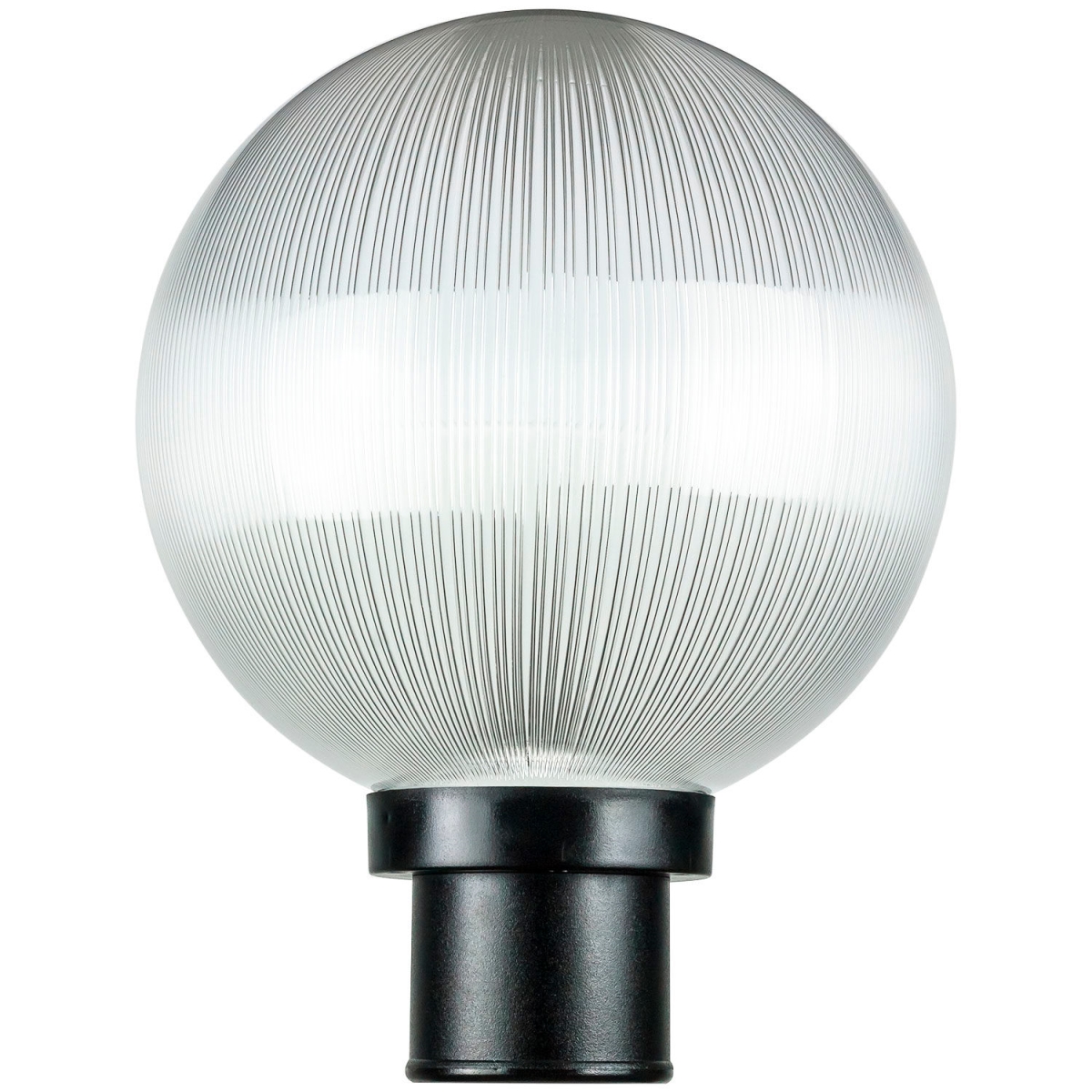 10-in Post Mount Globe Lght Fixture, 1 E26 Socket 60W Max., Wet Location, Prismatic Globe w/Blk