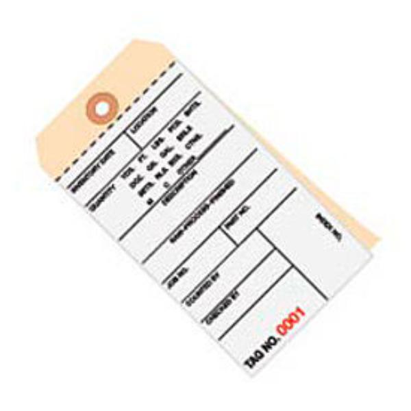 B43312 2 Part Carbonless Inventory Tags - 3000-3499 - No. 8 - 6.25 x 3.125 in. - Tan - Pack of 500