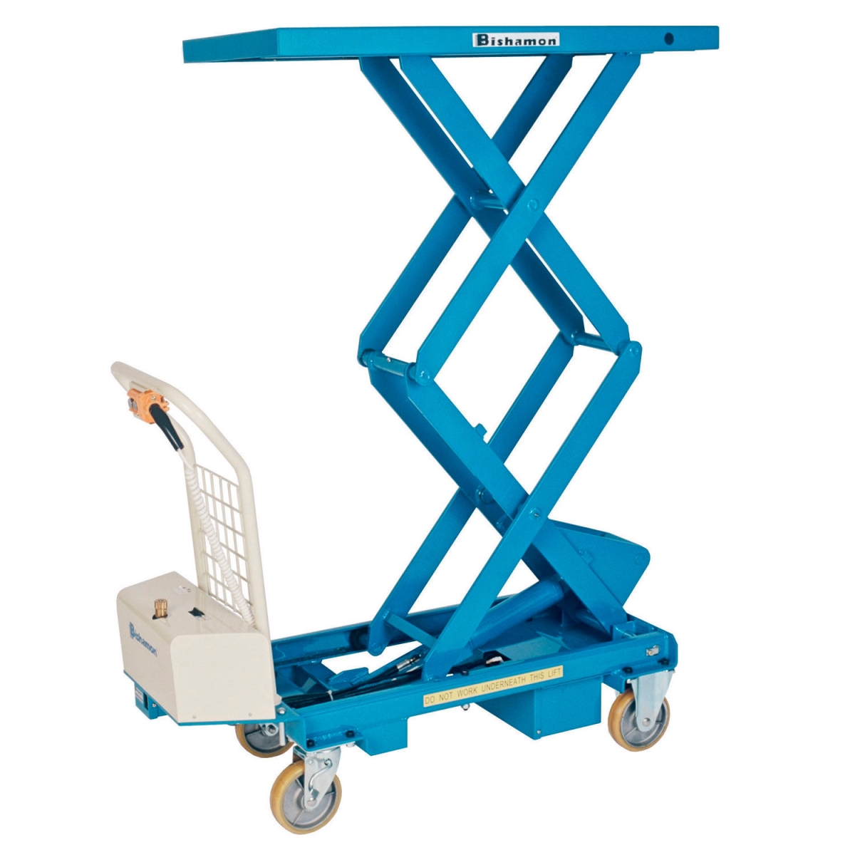 Picture of Bishamon 985670 Mobi Lift Battery Powered Double Scissor Lift Table BX-15WB - Blue - 330 lbs