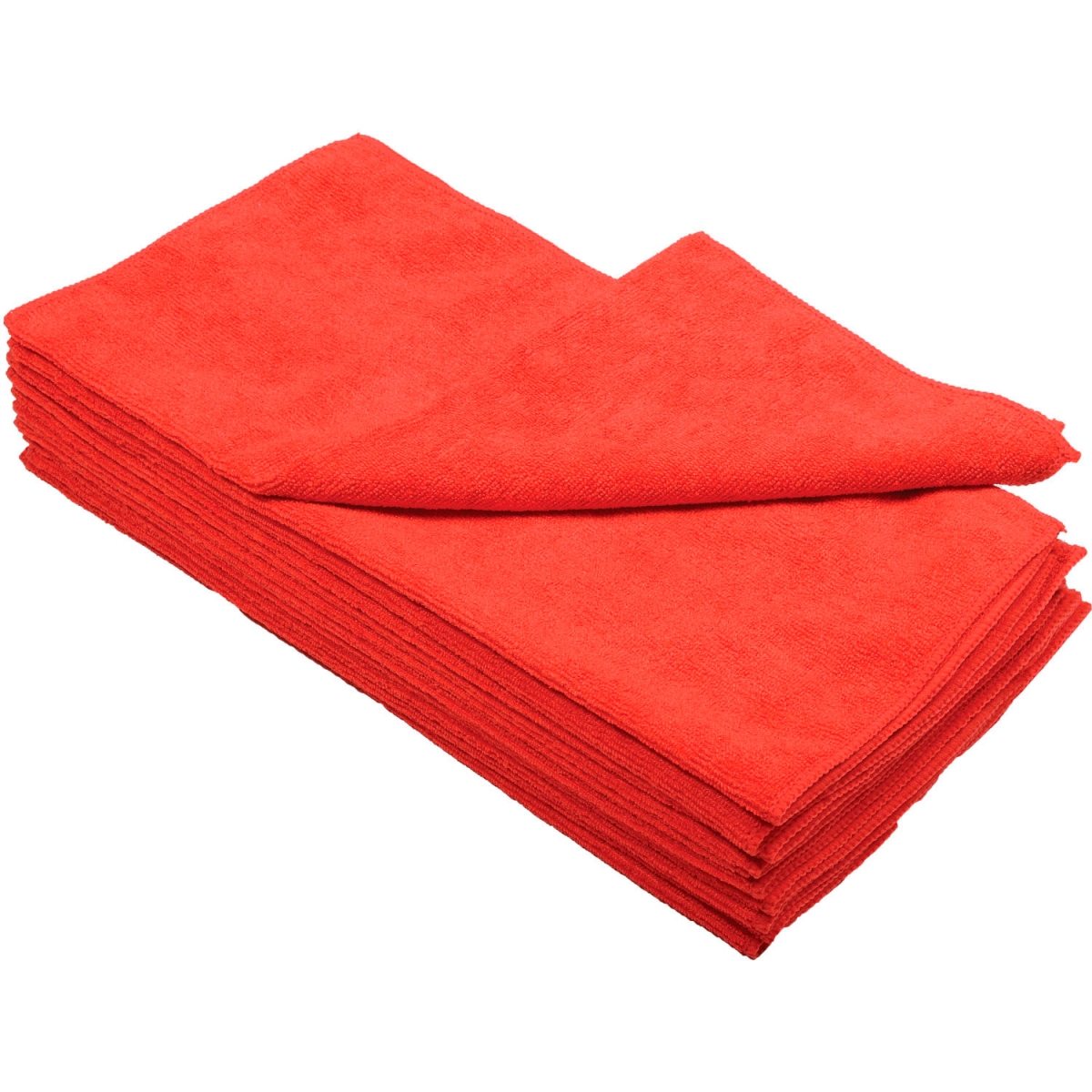 Global Industrial 670234 300 GSM Microfiber Cleaning Cloths - 16 x 16 in. - Red - 12 Cloths Per Pack