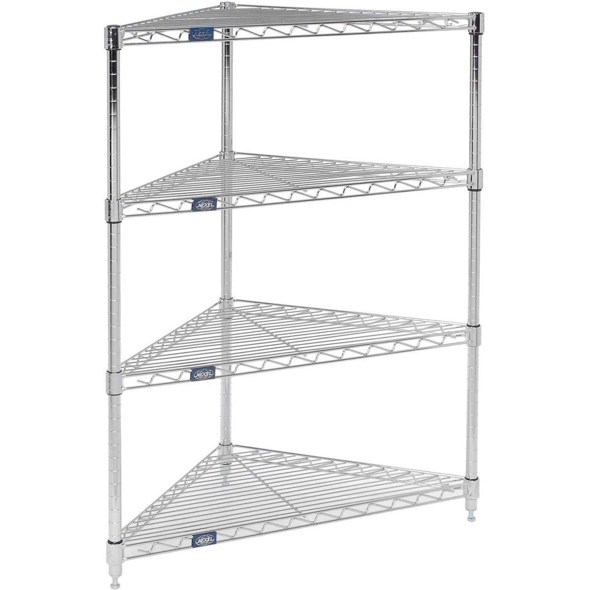 Global Industrial ST245C Nexel Chrome 4 Shelf Corner Wire Shelving Unit Starter, Chrome - 32 x 24 x 54 in.