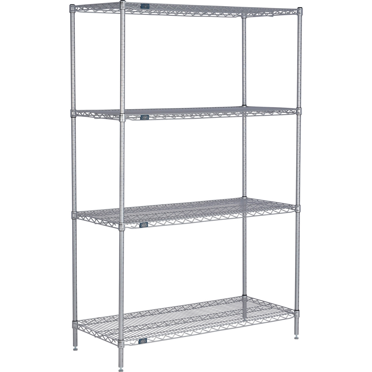 Global Industrial 30487EP Nexel 4 Shelf Nexelate Silver Epoxy Wire Shelving Unit Starter, Silver - 48 x 30 x 74 in.