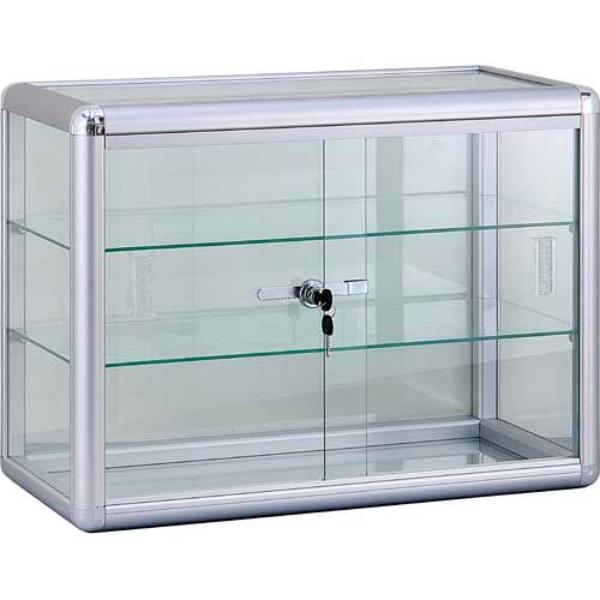 B1619984 Countertop Glass Showcase - Silver - 24 x 12 x 18 in.