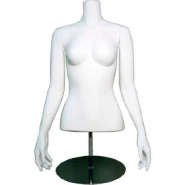 B1619878 Female Headless Half Mannequin with O Arms - with Base - Upper - White