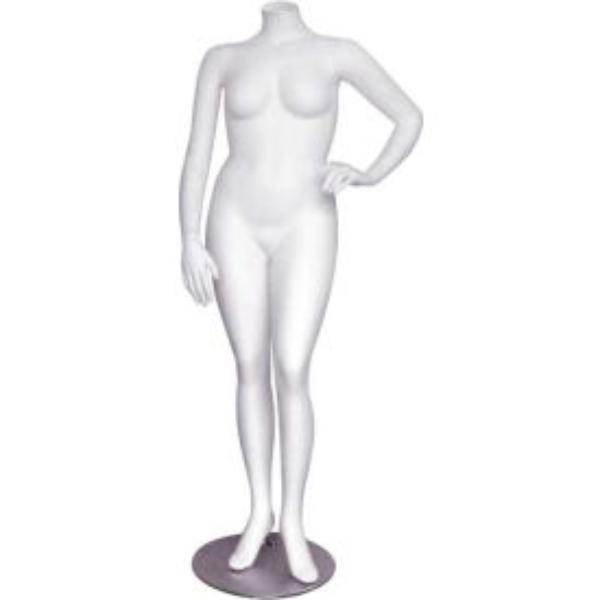 B1619956 Female Mannequin - Full Figure - Headless - Left Arm on Hip - Left Leg Bent - White