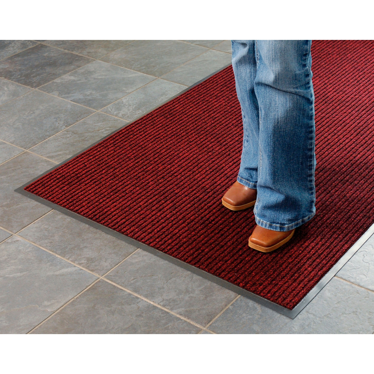 Picture of Apache Mills 606628RD Brush & Clean Entrance Mat - 0.375 in. Thick - 3 x 10 ft. - Burgundy