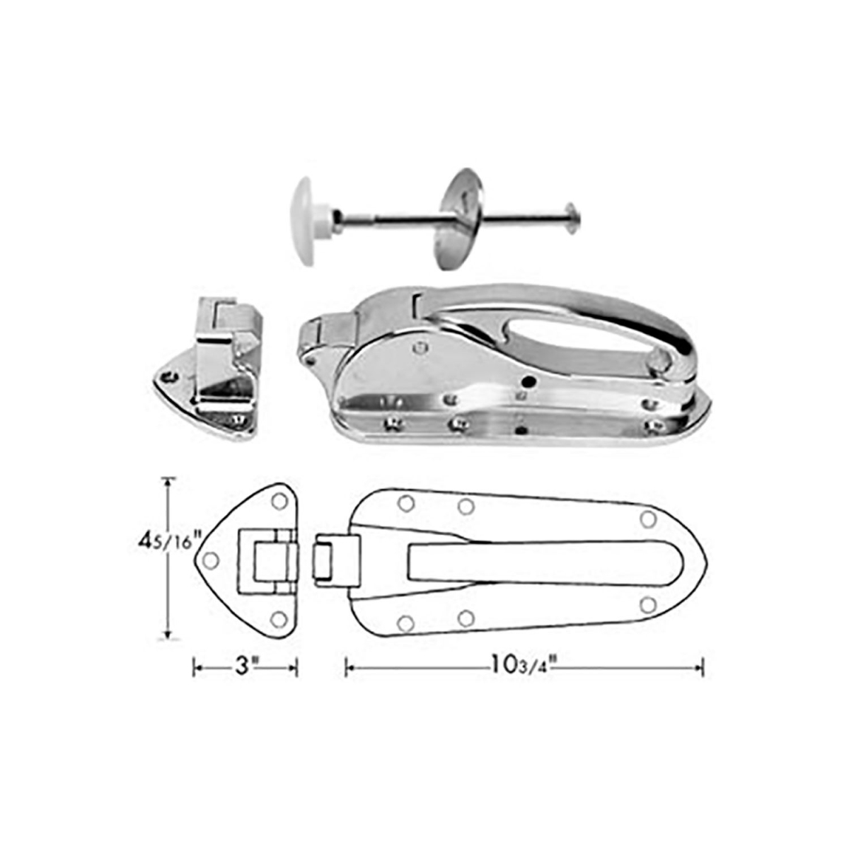 B2951227 1221158 Latch - Chrome with Flat Strike & Iron