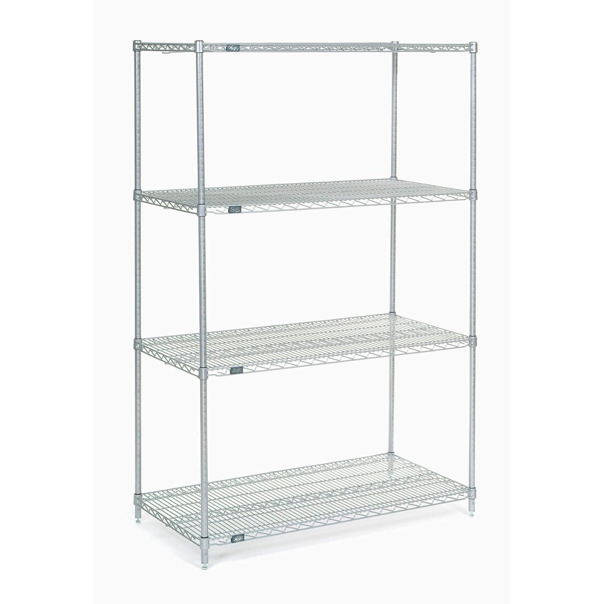 Global Industrial 24487S Nexel 4 Shelf Stainless Steel Wire Shelving Unit Starter, Stainless Steel - 48 x 24 x 74 in.