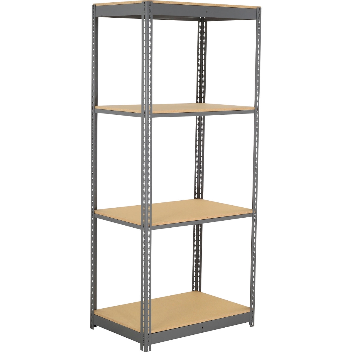 Global Industrial BS24486W4 4 Shelf Standard Duty Boltless Shelving Starter, Wood Deck - Gray - 48 x 24 x 60 in.