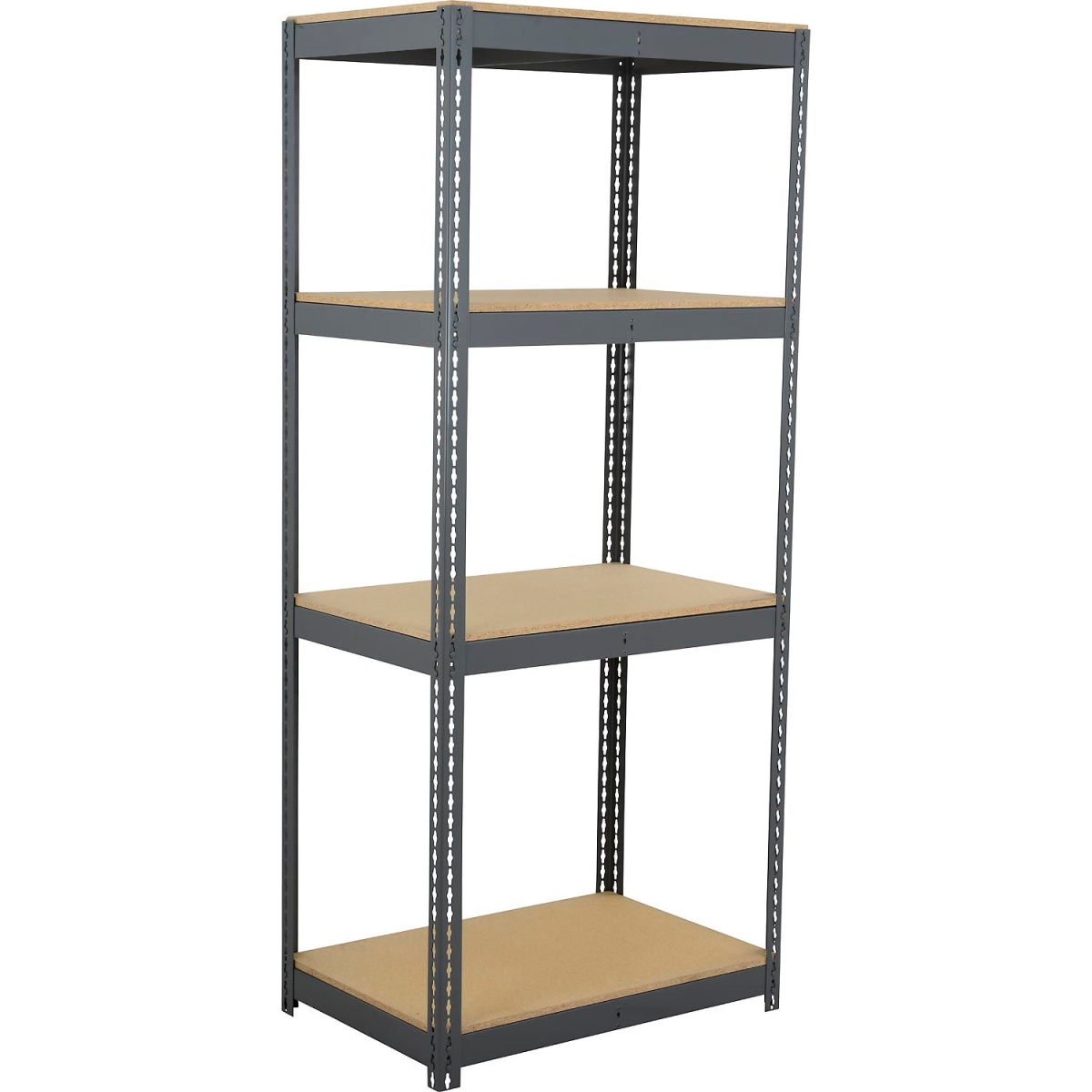 Global Industrial BD24367W4 4 Shelf Extra Heavy Duty Boltless Shelving Starter, Wood Deck - Gray - 36 x 24 x 72 in.