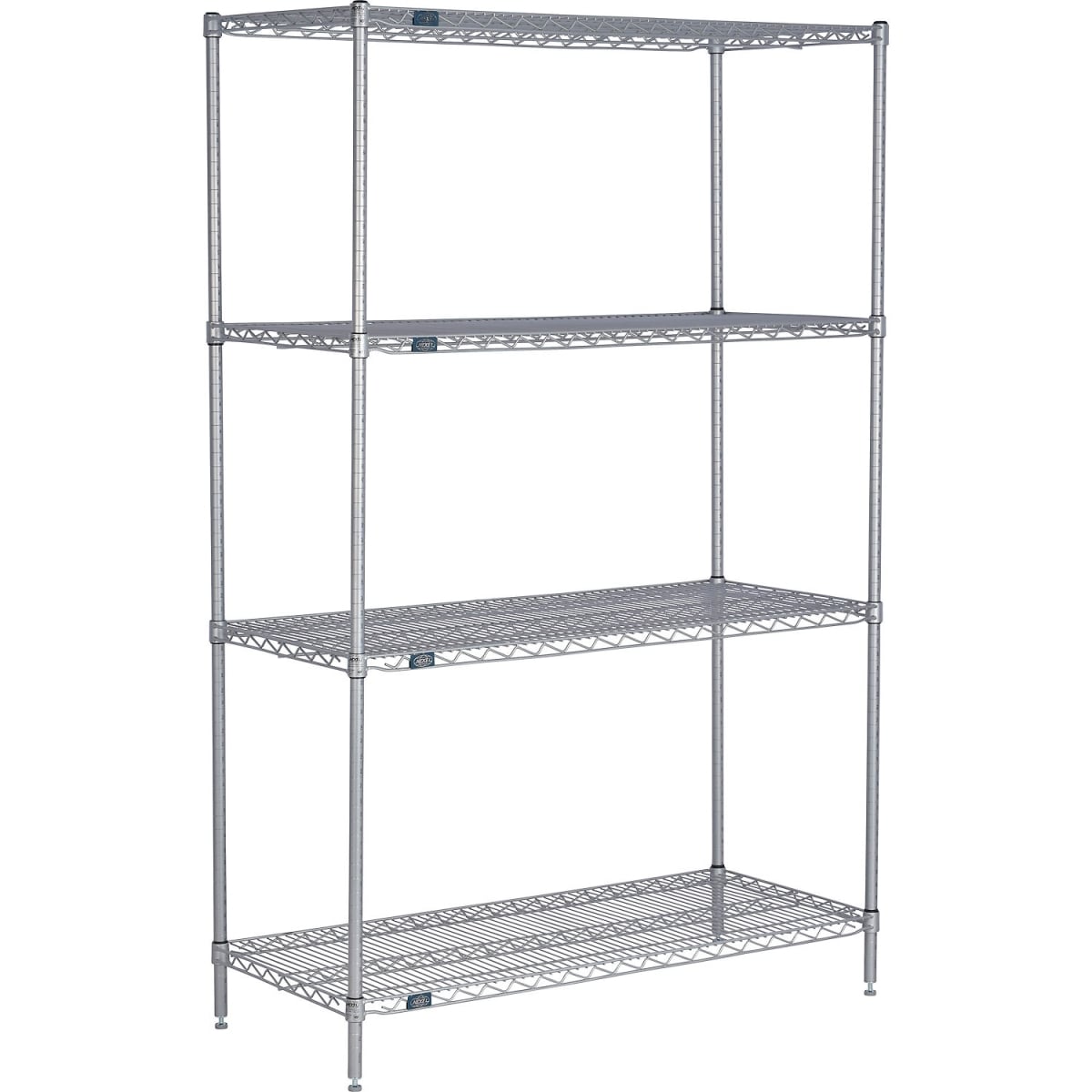 Global Industrial 30726EP Nexel 4 Shelf Nexelate Silver Epoxy Wire Shelving Unit Starter, Silver - 72 x 30 x 63 in.