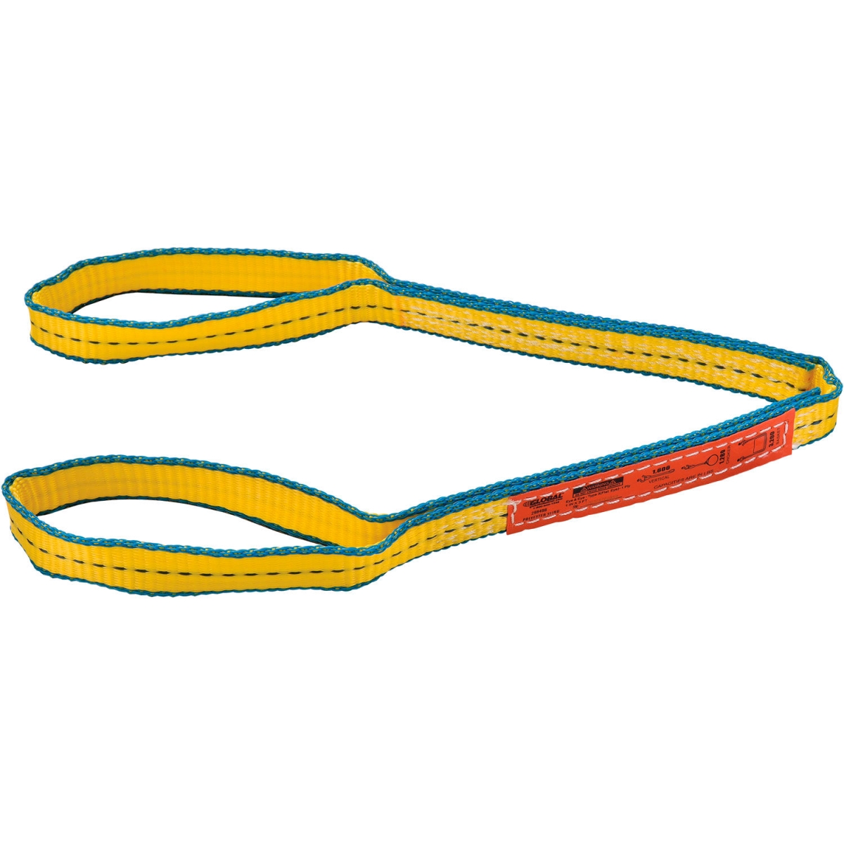 Global Industrial 298498 3 ft. Poly Web Sling - HD - Eye & Eye with Durable Edge - Yellow - 1600-1280-3200 lbs