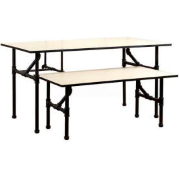 B1224134 Nesting Pipe Rack Table - Black - Small - 47.625 x 23.625 x 24 in.