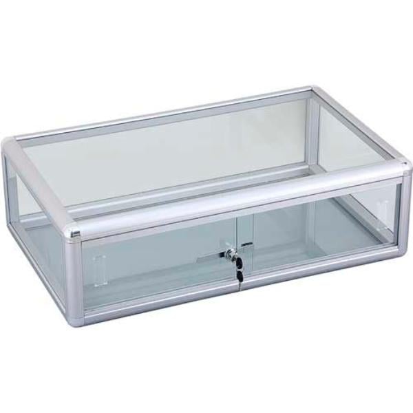 B1619981 Countertop Glass Showcase - Silver - 30 x 18 x 9 in.