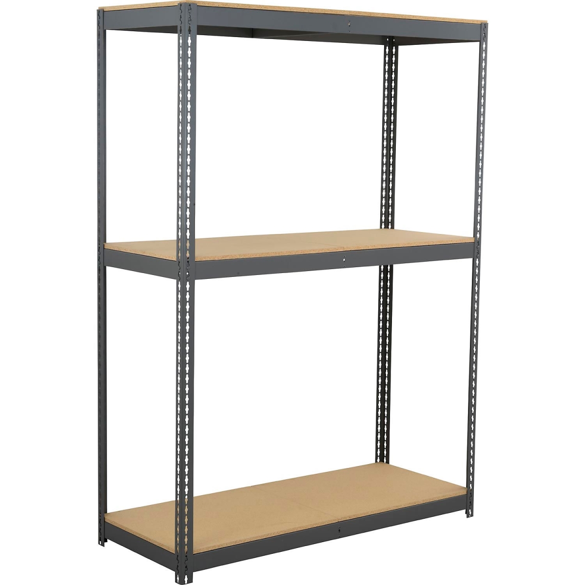 Global Industrial BD36609W3 3 Shelf Extra Heavy Duty Boltless Shelving Starter, Wood Deck - Gray - 60 x 36 x 96 in.
