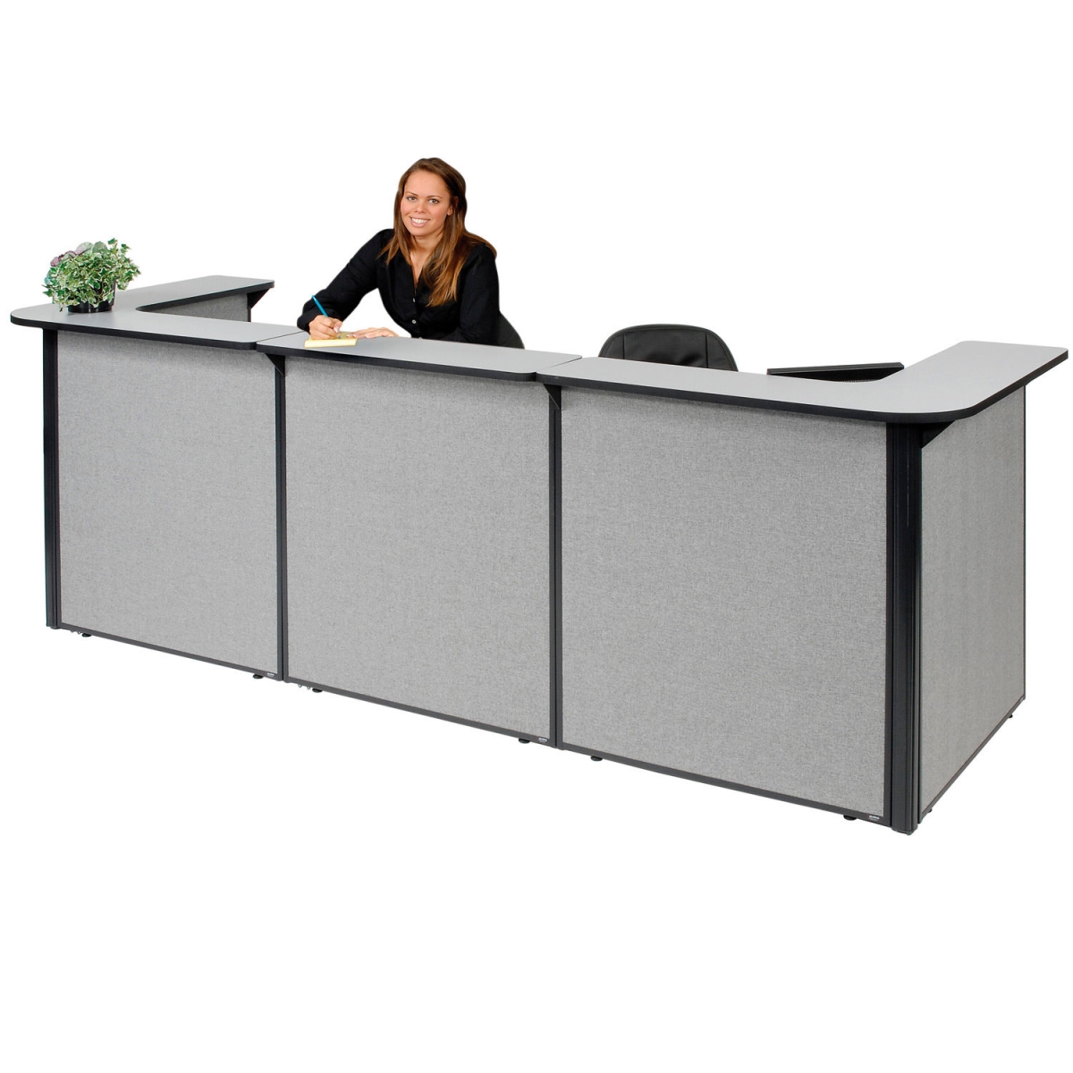 Picture of Global Industrial 3666327 Interion U-Shaped Reception Station - Counter Gray Panel - 124 x 44 x 44 in.