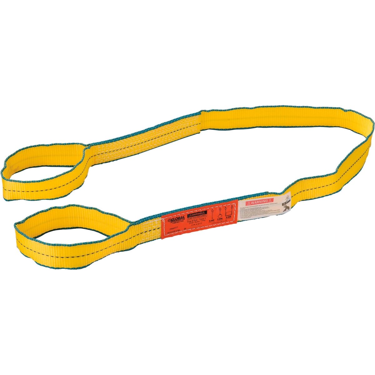Picture of Global Industrial 298501 6 ft. Poly Web Sling - HD - Eye & Eye with Durable Edge - Yellow - 3200-2500-6400 lbs