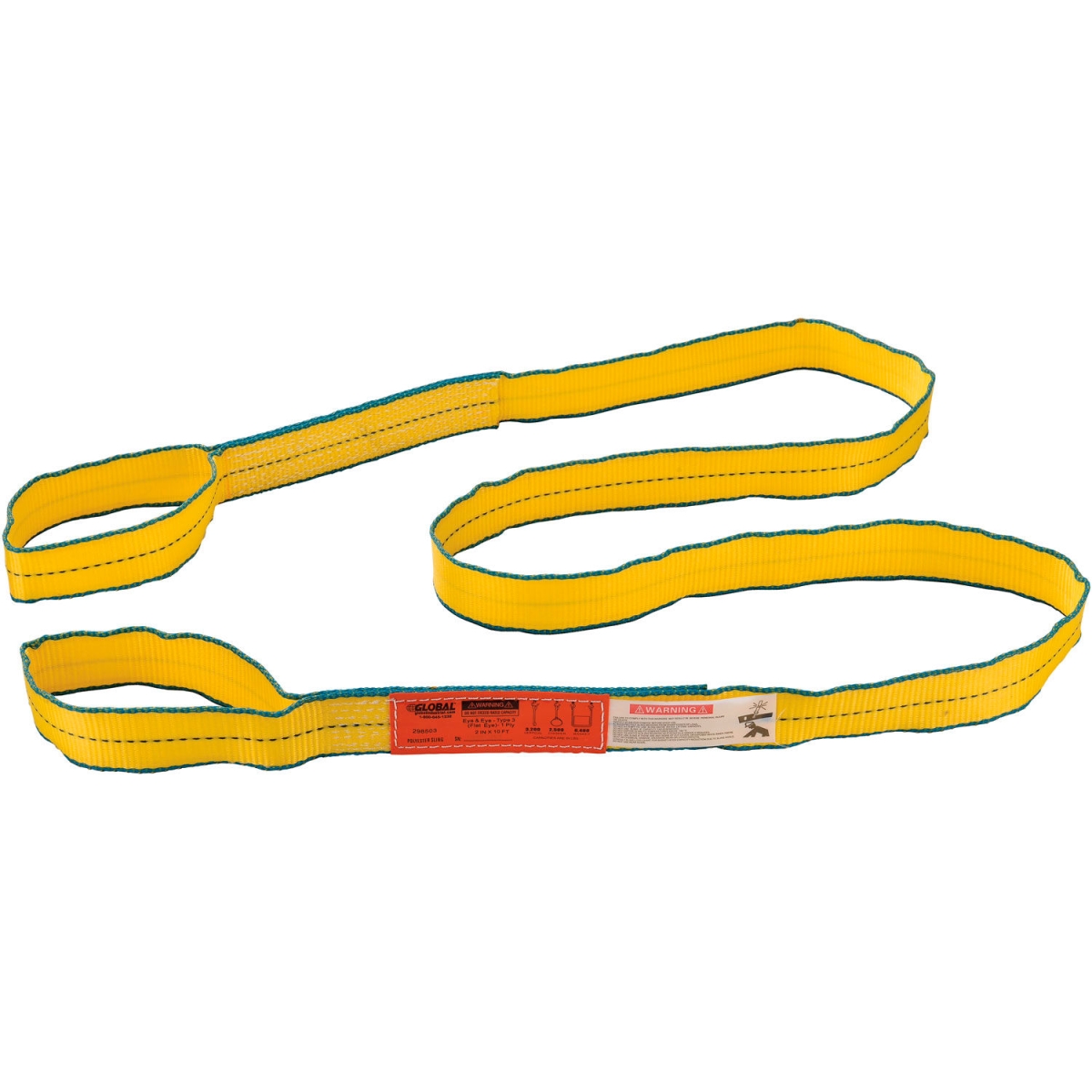 Global Industrial 298503 10 ft. Poly Web Sling - HD - Eye & Eye with Durable Edge - Yellow - 3200-2500-6400 lbs