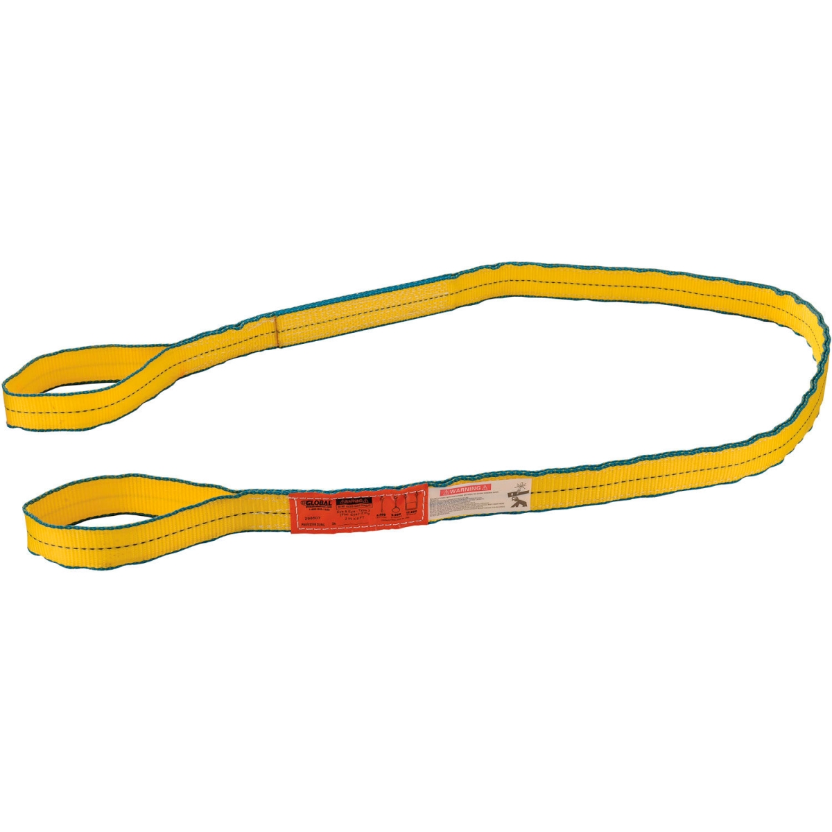 Picture of Global Industrial 298507 8 ft. Poly Web Sling - HD - Eye & Eye with Durable Edge - Yellow - 6400-5000-12800 lbs