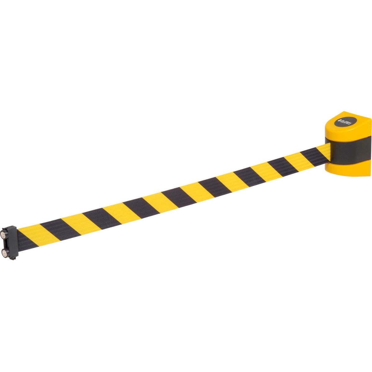 Global Industrial 708418YB Magnetic Retractable Belt Barrier - Case with 15 ft. - Black & Yellow