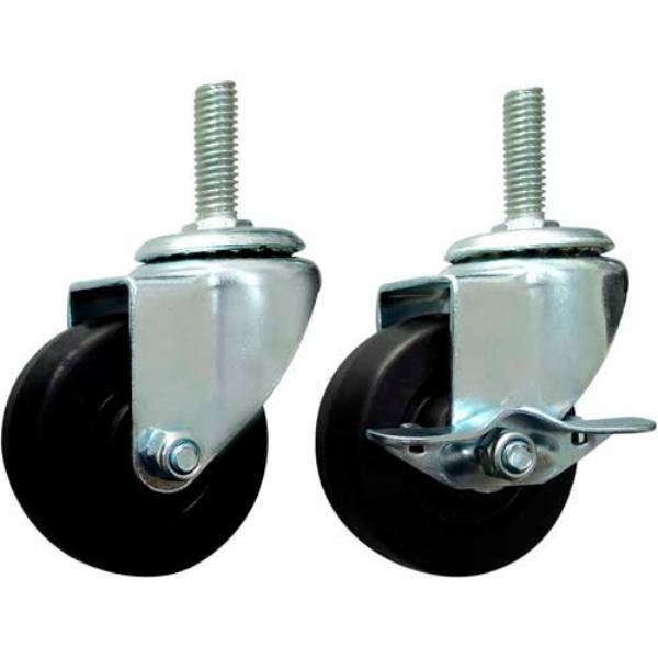 B1620066 Locking Caster for PL Pipe Rack System, Silver - 3 in. Dia.