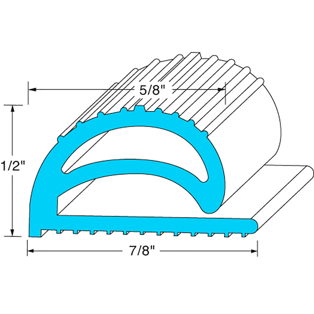 B2950202 0.875 x 0.5 in. 74-1000 Rubber Compression Door Gasket Strip
