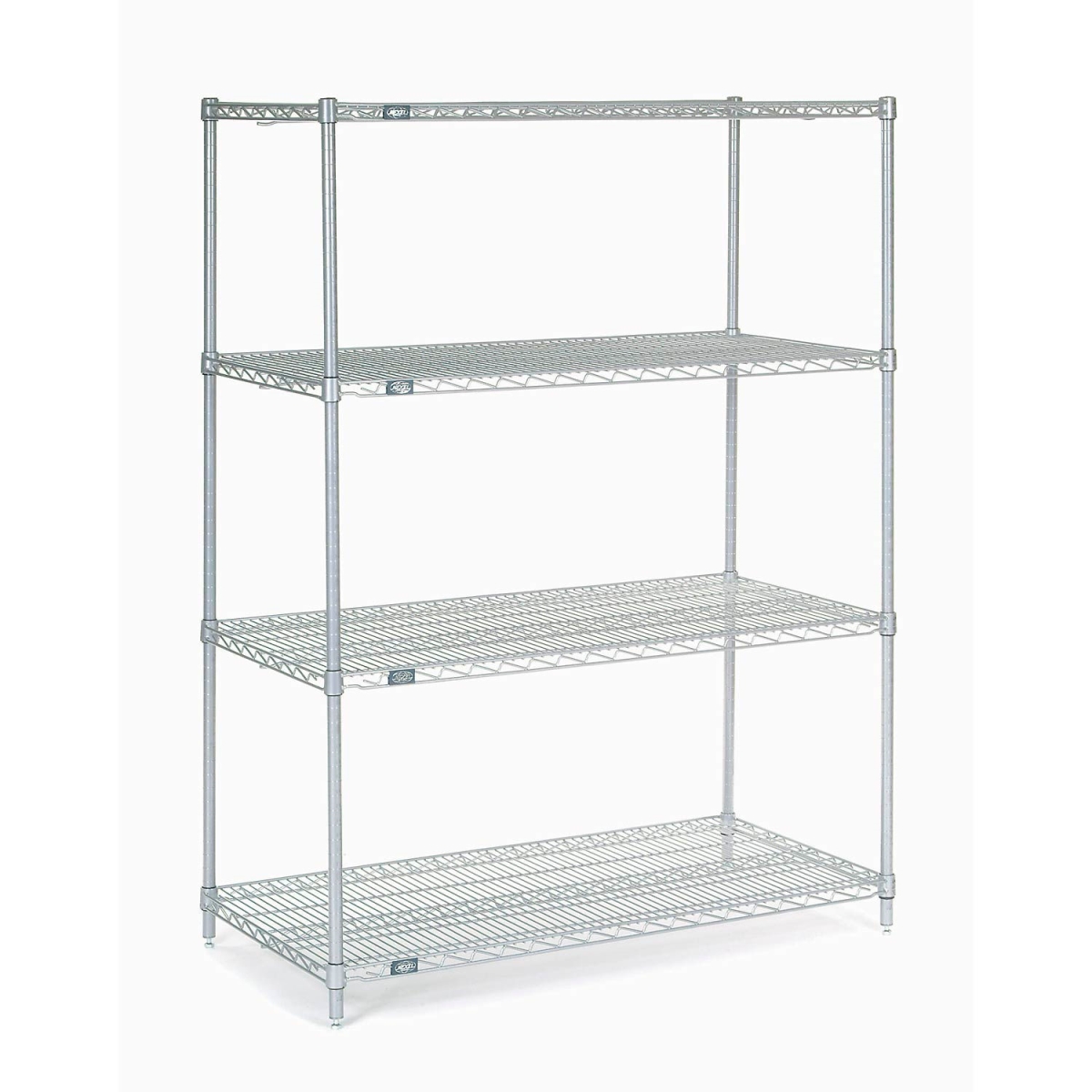 Global Industrial 24486S Nexel 4 Shelf Stainless Steel Wire Shelving Unit Starter, Stainless Steel - 48 x 24 x 63 in.