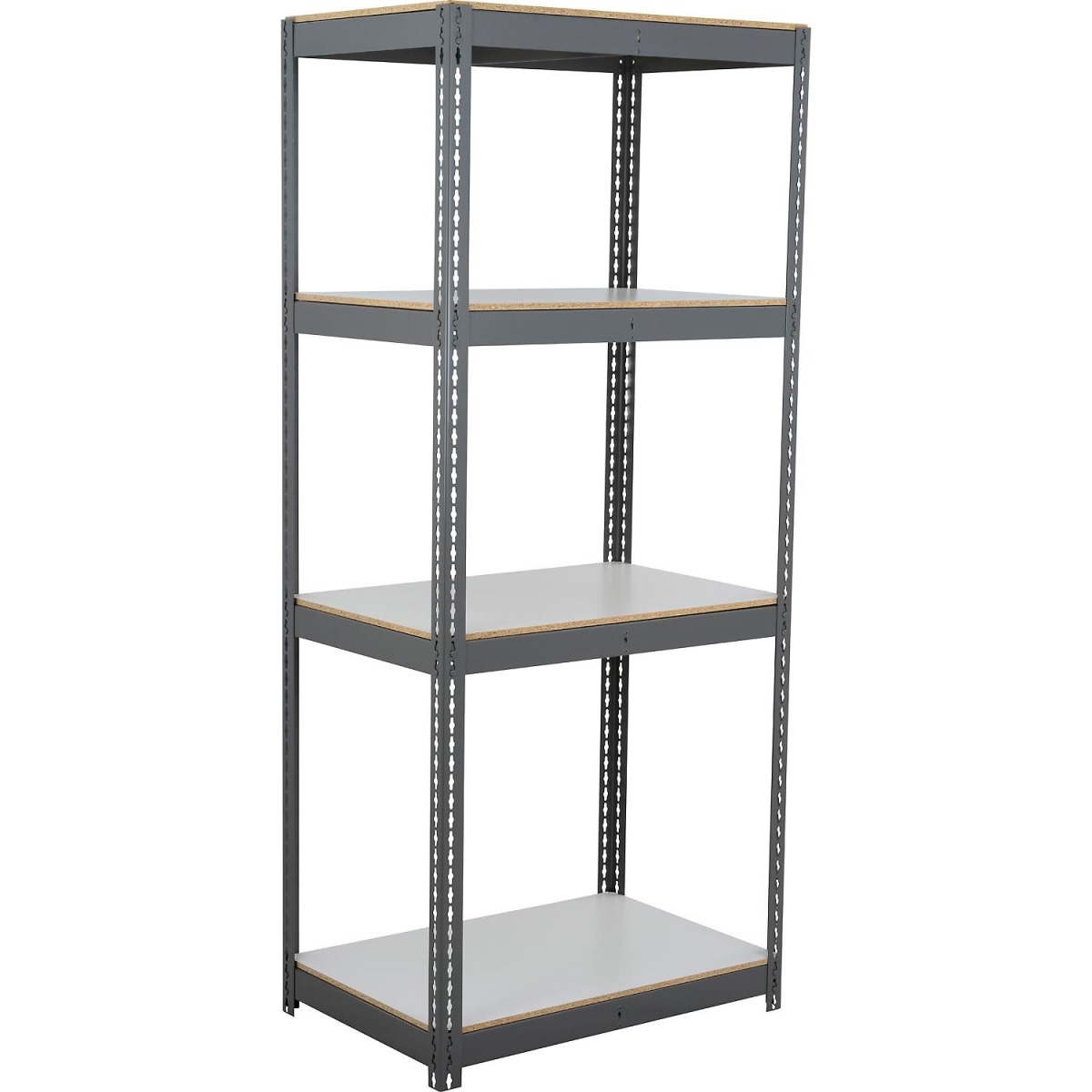 Global Industrial BD12486L4 4 Shelf Extra Heavy Duty Boltless Shelving Starter, Laminate Deck - Gray - 48 x 12 x 60 in.