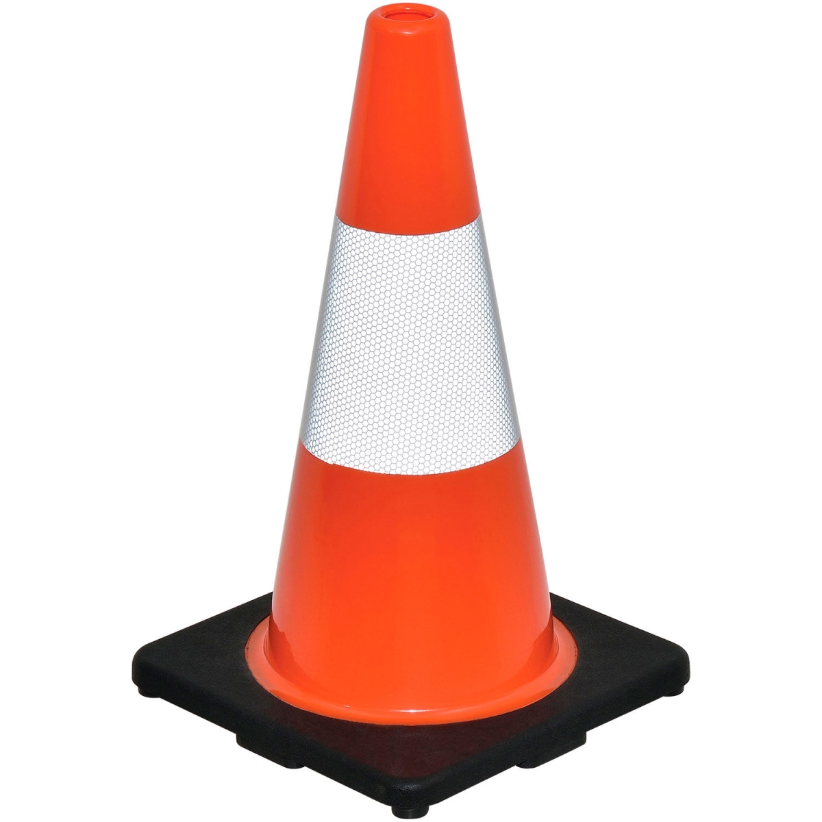 Reflective Traffic Cone - Orange - 18 in. - Black Base - Lightweight