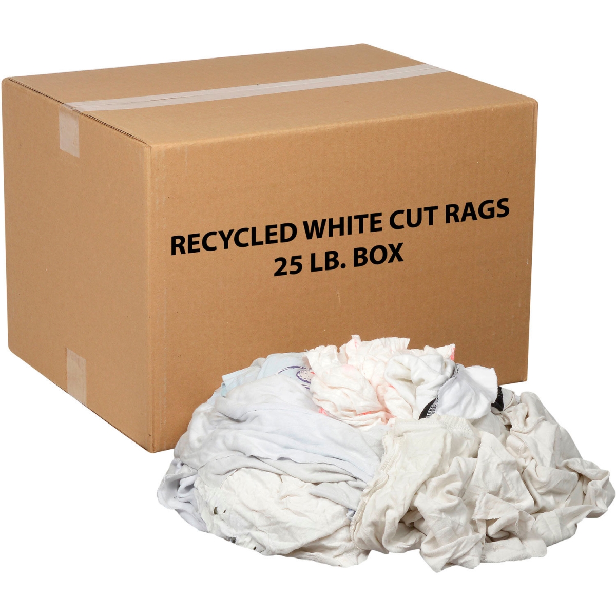 Global Industrial 670222 Recycled Cut Rags - White - 25 lbs