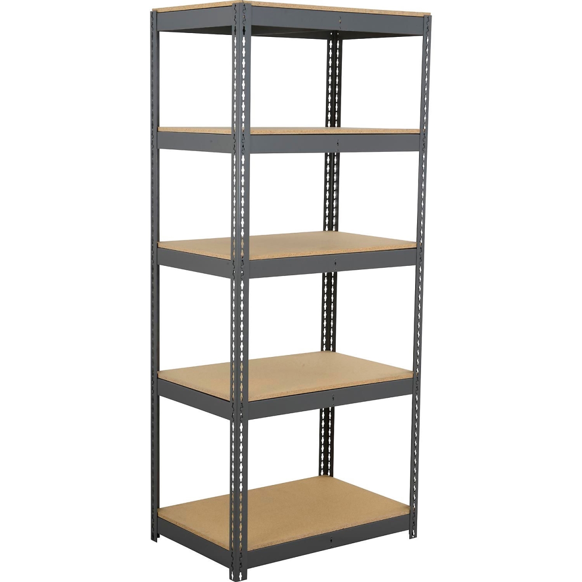 Global Industrial BD24488W5 5 Shelf Extra Heavy Duty Boltless Shelving Starter, Wood Deck - Gray - 48 x 24 x 84 in.