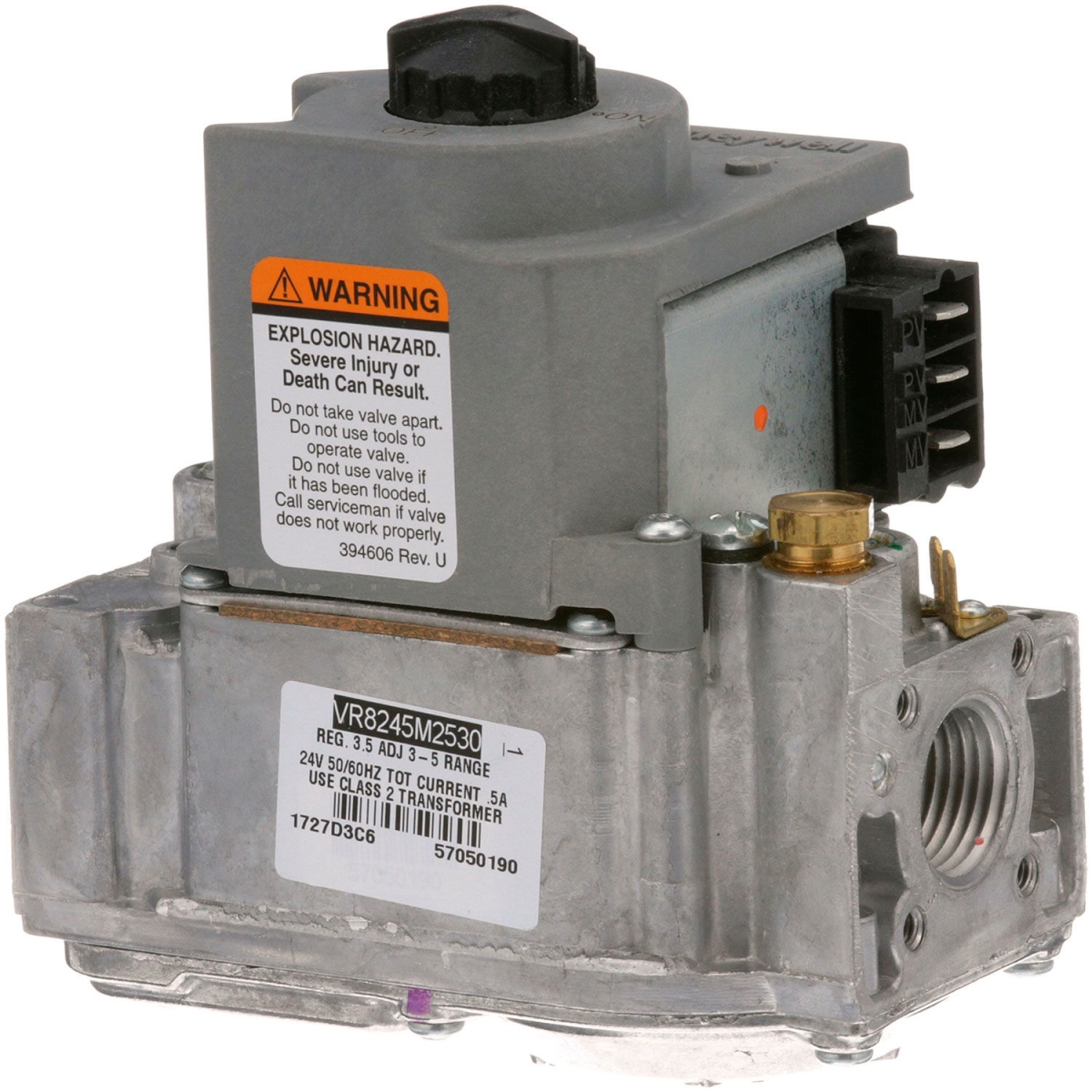 Picture of AllPoints B2955698 52-1133 Type VR8204A Gas Valve for Natural Gas Applications - 0.5 in. Gas in & Out - 0.187 in. Pilot Out