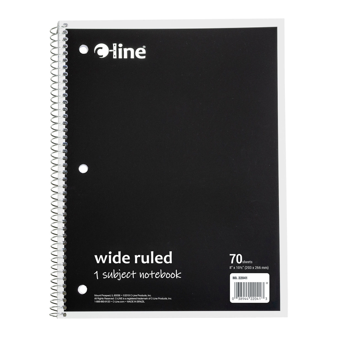 C-Line Products B3054974 1-Subject Notebook - Wide Ruled - 70 Page - Black - 24 Each per Set