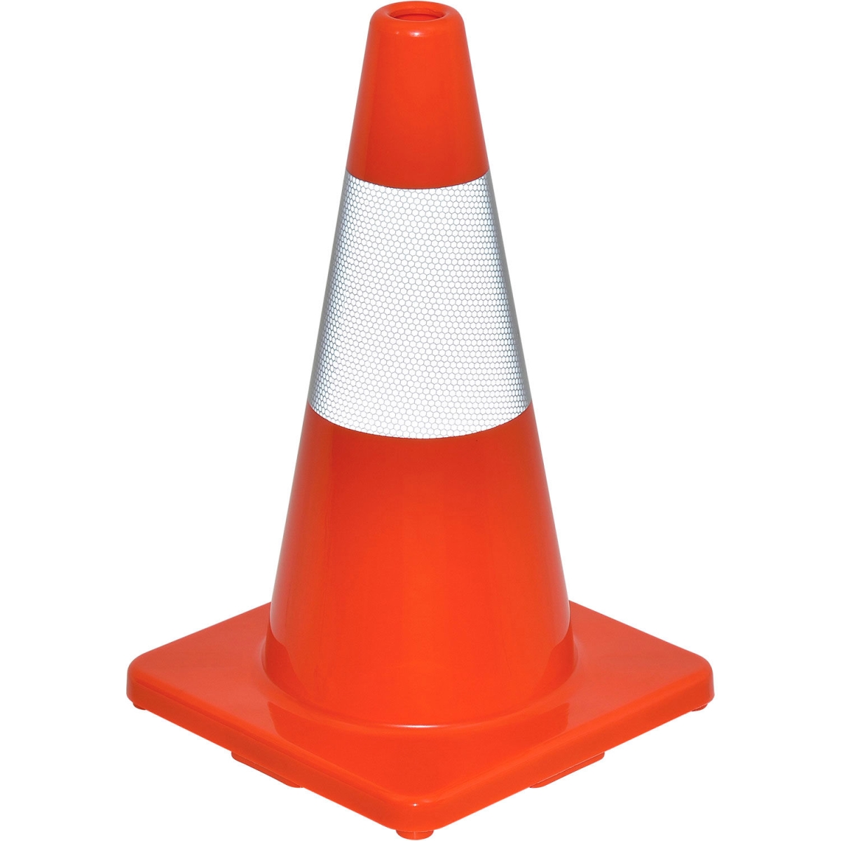 Global Industrial 708139 18 in. Traffic Cone - Reflective - Solid Orange Base - 2.5 lbs
