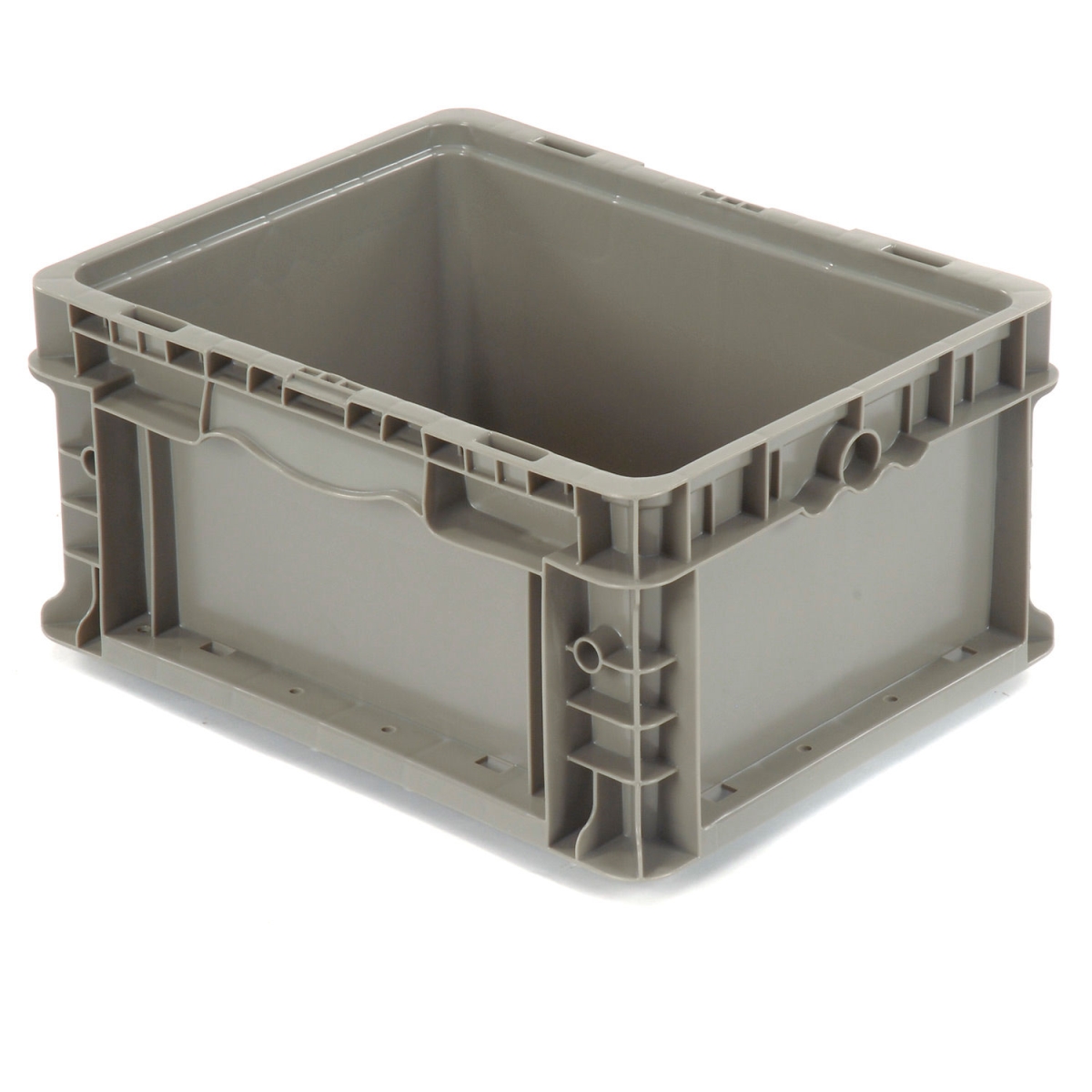 Global Industrial 5400527 Stackable Straight Wall Container Solid - 12 x 15 x 7.5 in. - Gray