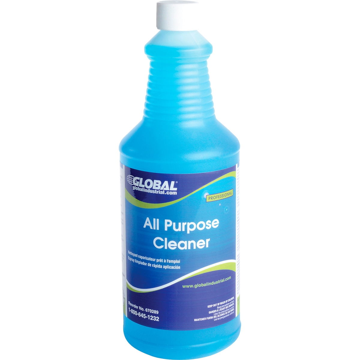 Global Industrial 670289 All Purpose Cleaner - Blue - 1 qt. Bottle - 12 Per Case