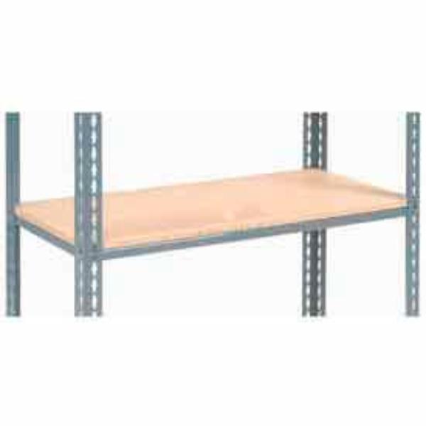 Global Industrial USBS2448W Single Rivet Additional Shelf - Wood Deck, Gray - 48 x 24 in.