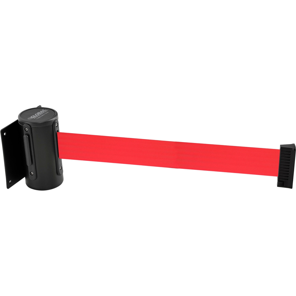 Global Industrial 708410RD Wall Mount Retractable Belt Barrier - Black Case with 7.5 ft. Red Belt