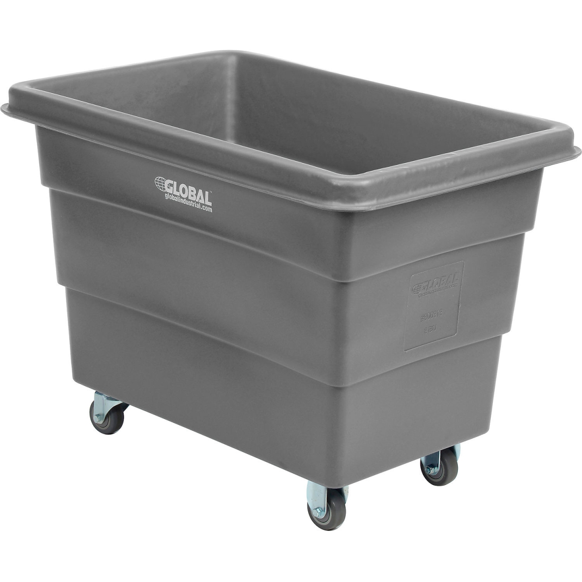 Global Industrial 800313GY Plastic Bulk Box Truck - 8 Bushel - Direct Mount Base - Gray