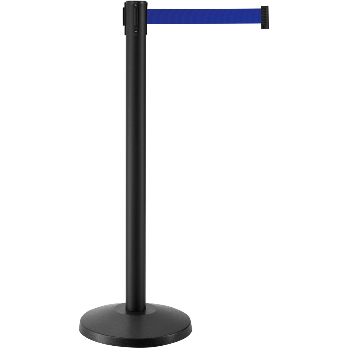 Global Industrial 708414BL Retractable Belt Barrier - 40 in. Black Post - 7.5 ft. Blue - Pack of 2