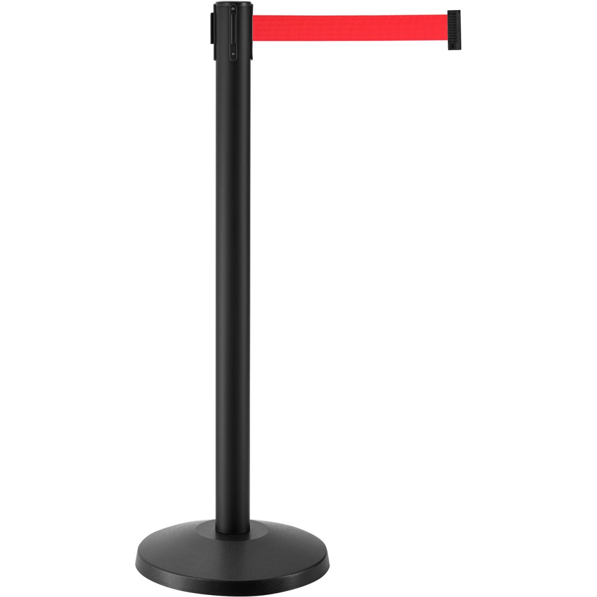 Global Industrial 708414RD Retractable Belt Barrier - 40 in. Black Post - 7.5 ft. Red - Pack of 2