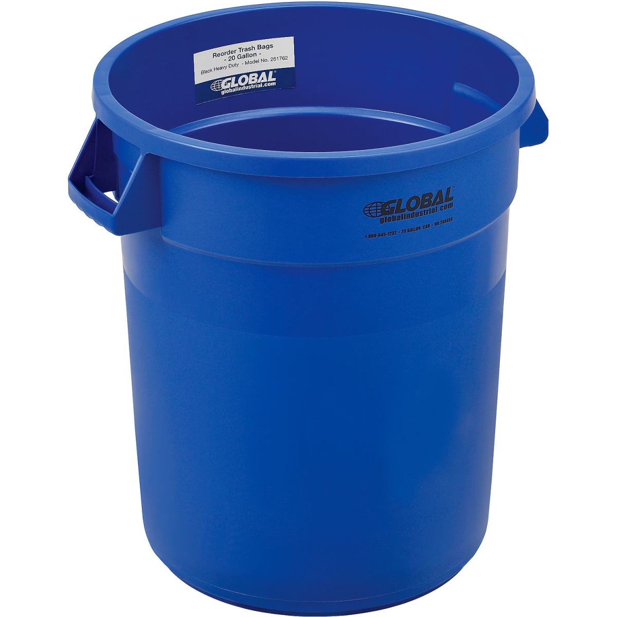 Global Industrial 240458BL Plastic Trash Can - 20 gal - Blue