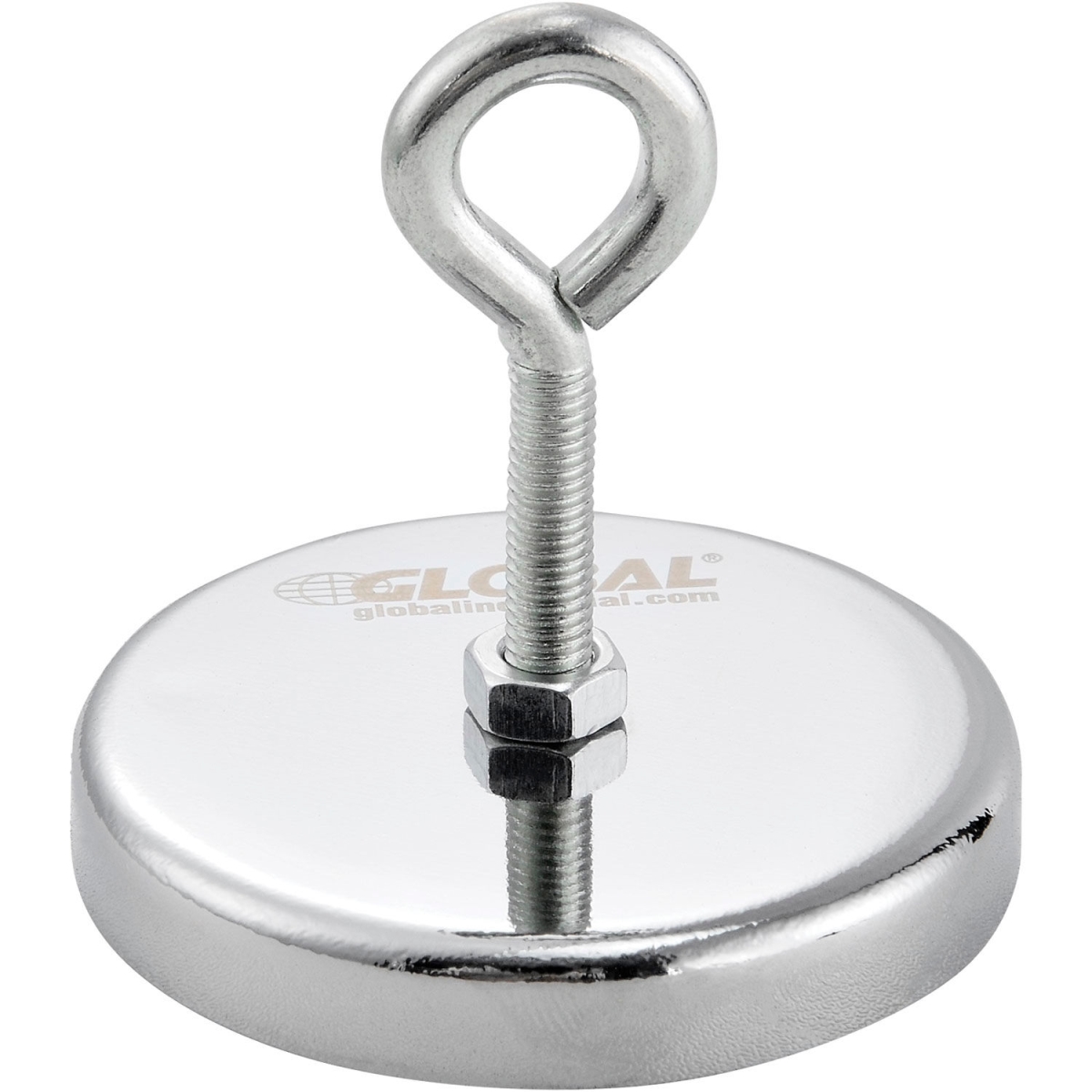 Global Industrial 320761 Ceramic Hang it Magnet with Attached Eyebolt - Pull - Silver - Pack of 6 - 35 lbs