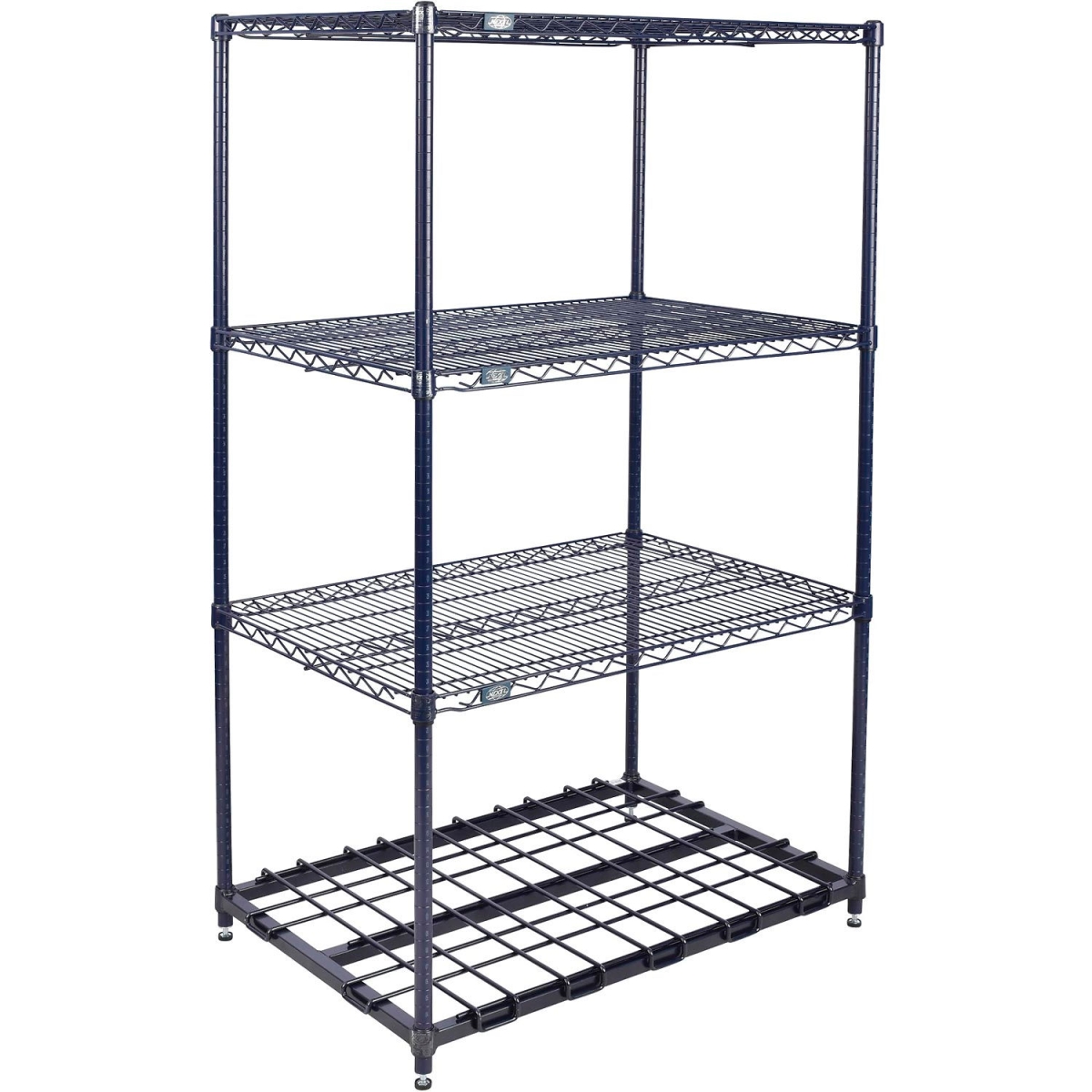 Global Industrial 244881DSN Nexel 4 Shelf Nexelon Blue Wire Shelving Unit Starter - 1 HD Shelf, Blue - 48 x 24 x 86 in.