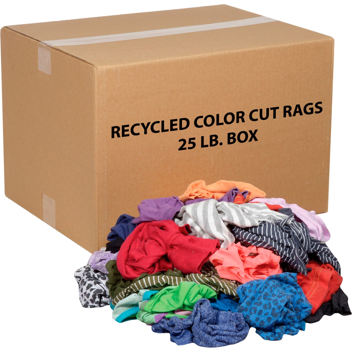 Global Industrial 670225 Recycled Mixed Color Cut Rags - 25 lbs