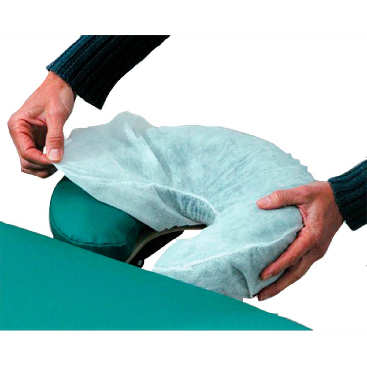 B2136785 Crescent-Shaped Face Rest Covers for Massage Table - White - Bag of 50