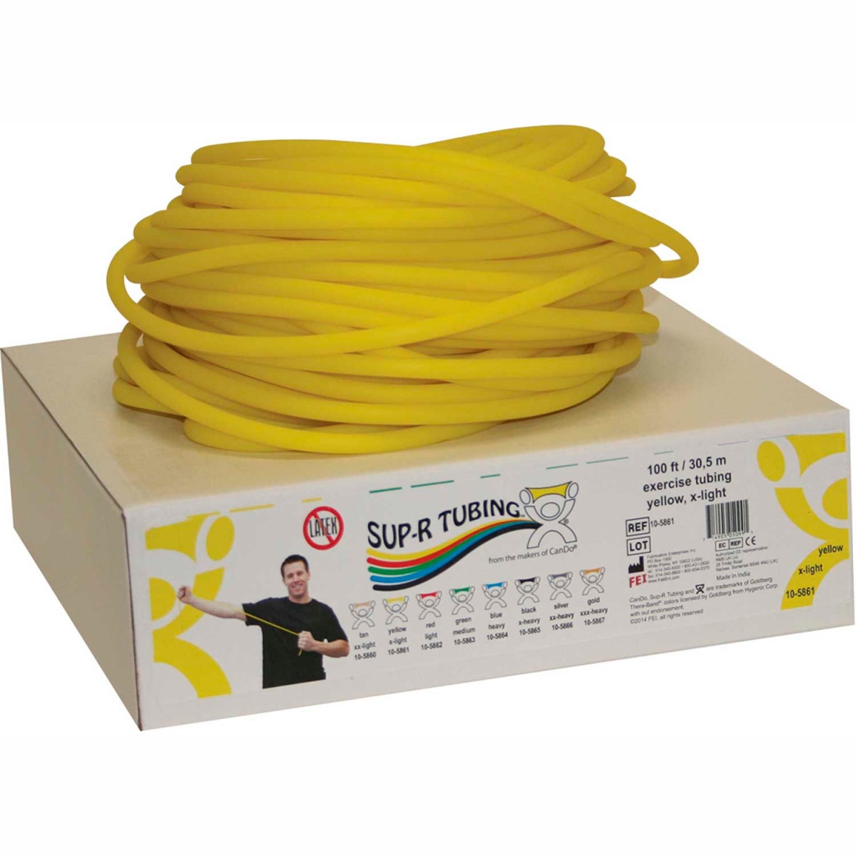 B2188331 Sup-R Latex Free Exercise Tubing - Yellow - 100 ft. Roll Per Box