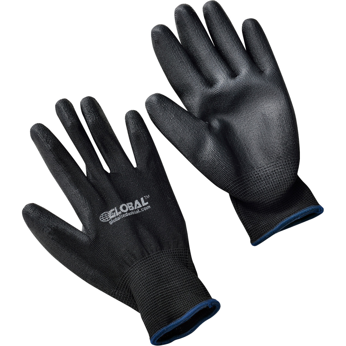 Global Industrial 708350XL Flat Polyurethane Coated Gloves - Black - Extra Large - Pack of 2