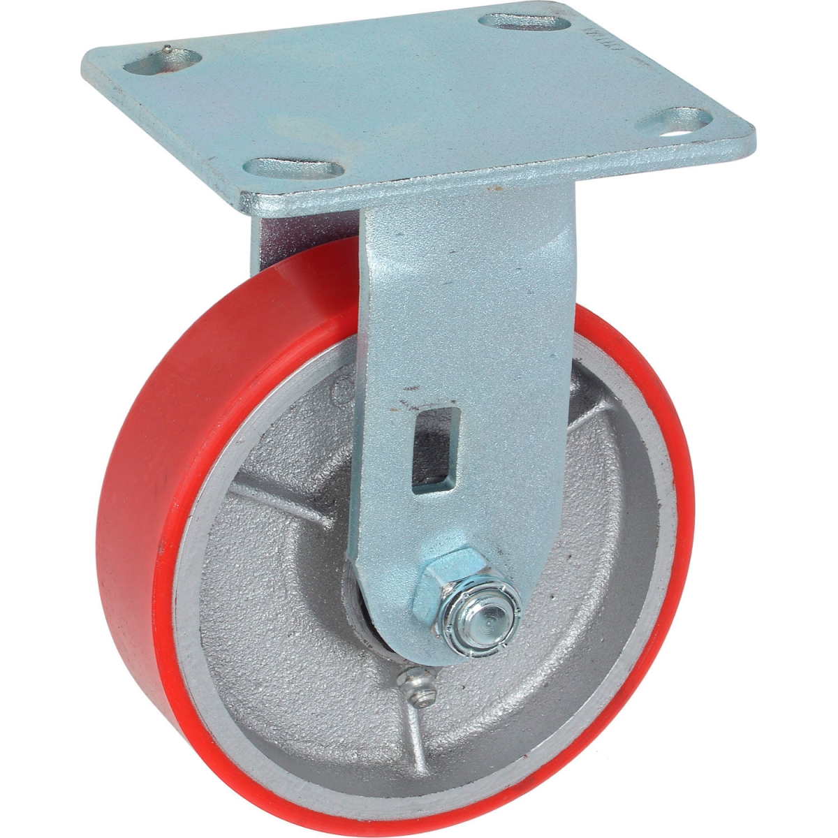 Global Industrial 7093200 Heavy Duty Rigid Plate Caster Polyurethane Wheel - 5 in. - 500 lbs