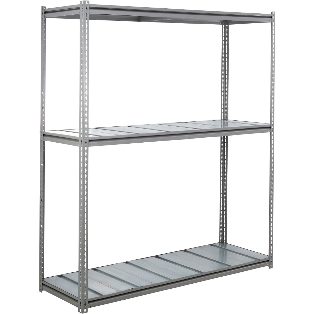 Heavy Duty Boltless Shelving - Gray - 96 x 24 x 84 in. - Steel Deck